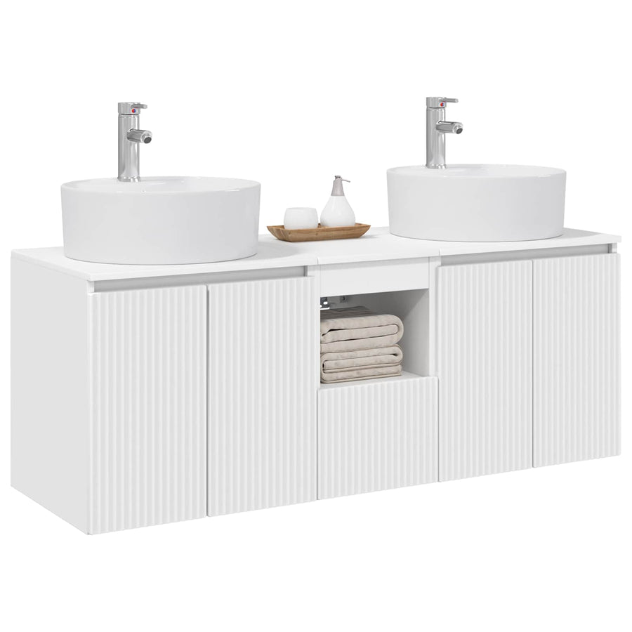 Badkamerkastenset 3 st Wit 49,5 x 44,5 x 65 cm Bewerkt hout