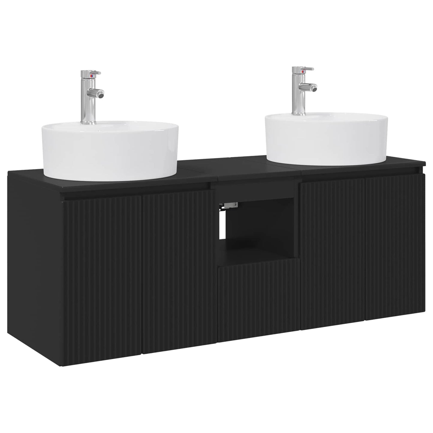 Badkamerkastenset 3 st Zwart 49,5 x 44,5 x 65 cm Bewerkt hout