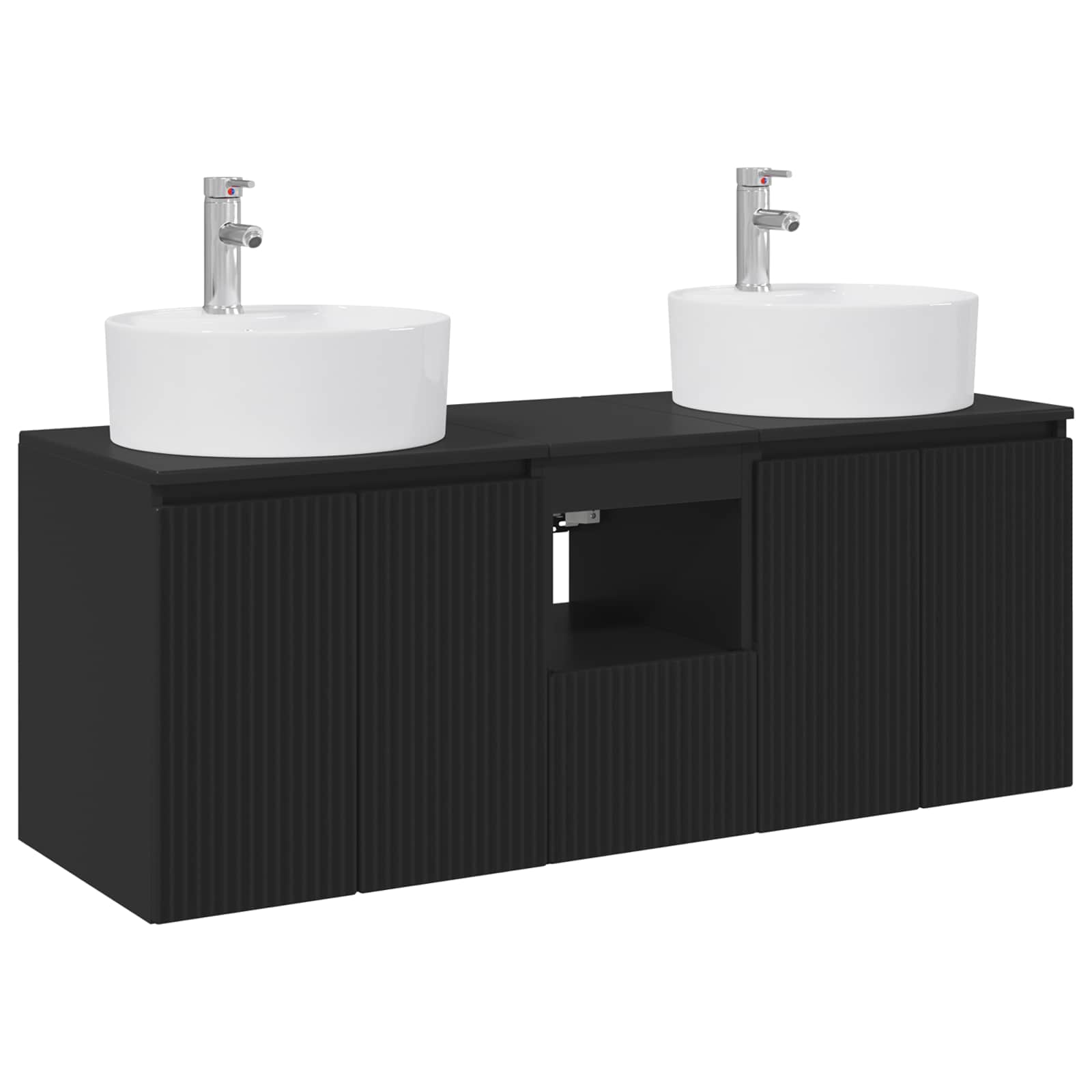Badkamerkastenset 3 st Zwart 49,5 x 44,5 x 65 cm Bewerkt hout