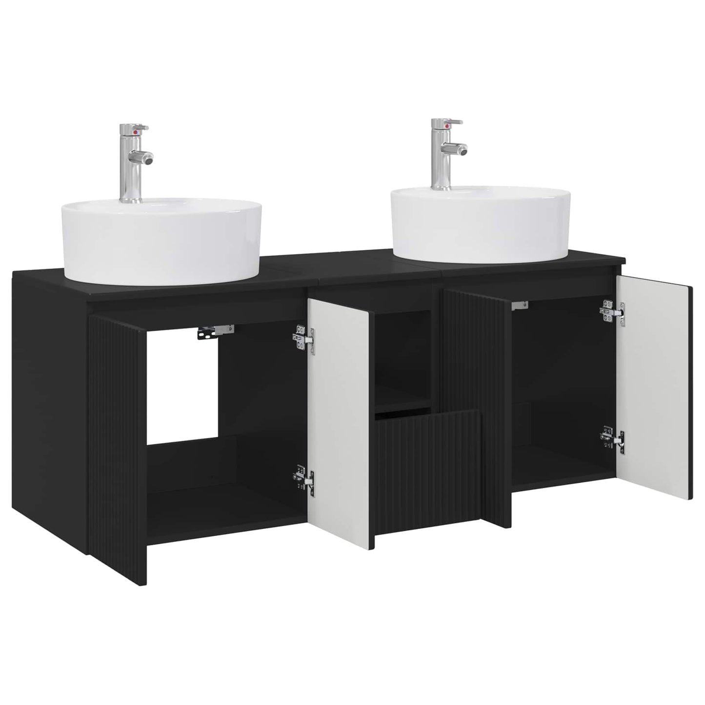 Badkamerkastenset 3 st Zwart 49,5 x 44,5 x 65 cm Bewerkt hout