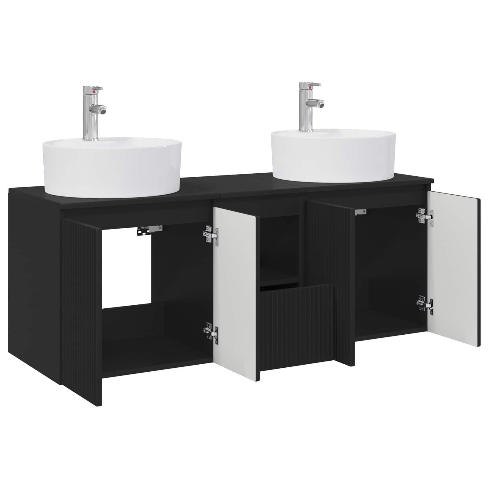 Badkamerkastenset 3 st Zwart 49,5 x 44,5 x 65 cm Bewerkt hout