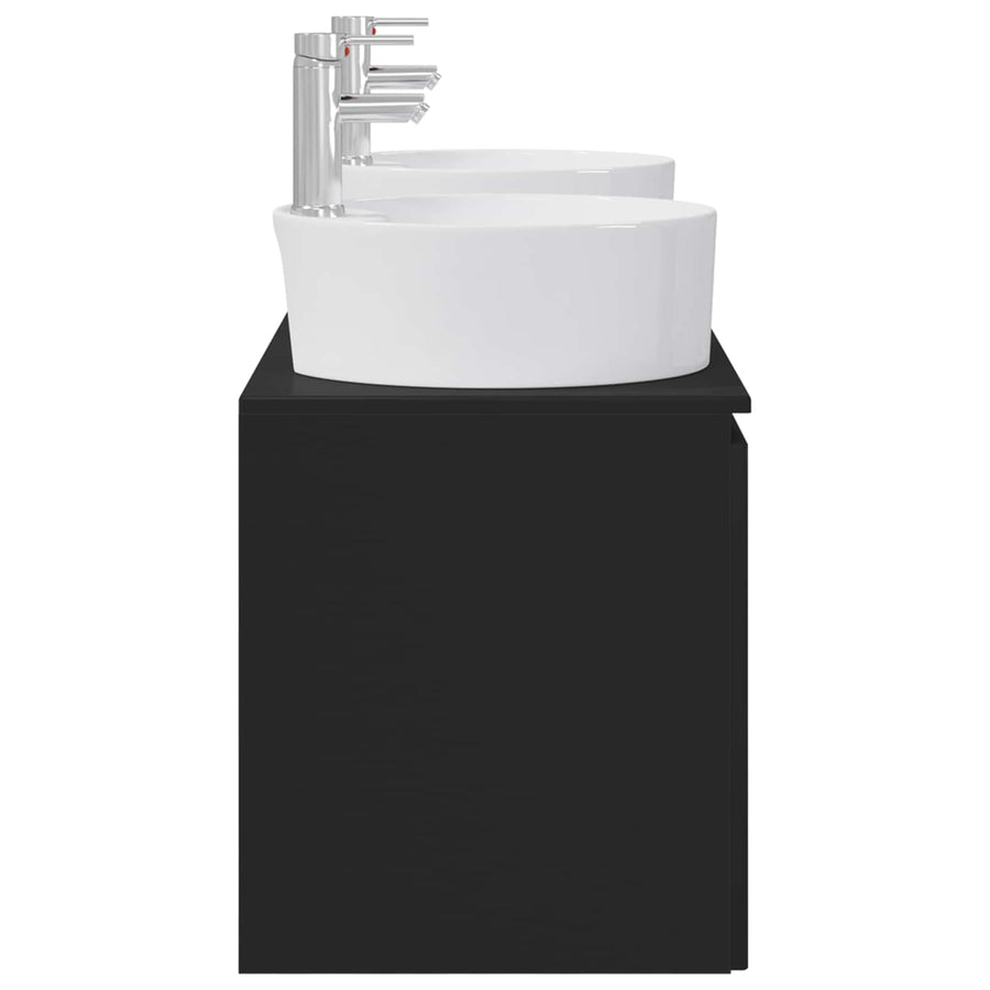 Badkamerkastenset 3 st Zwart 49,5 x 44,5 x 65 cm Bewerkt hout