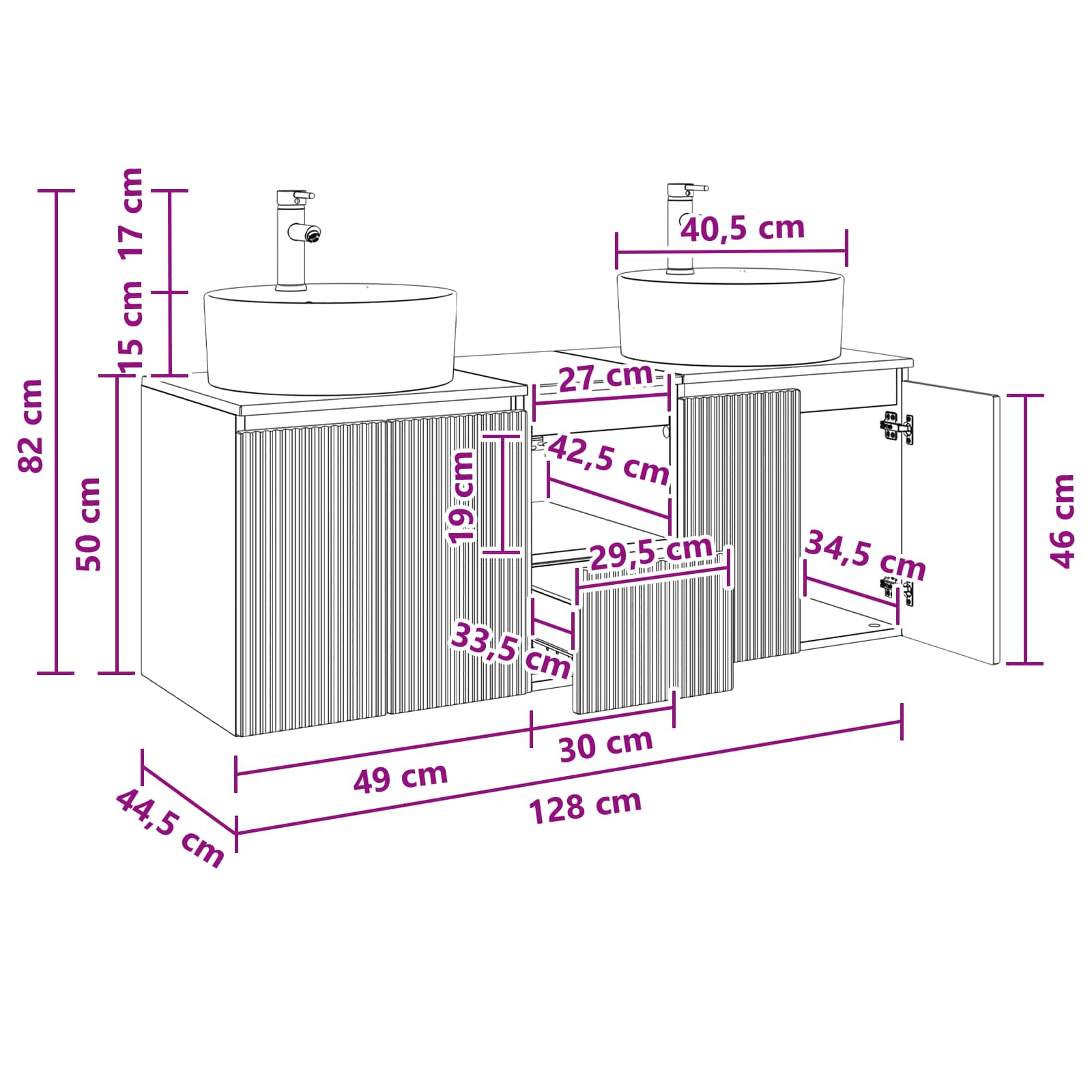 Badkamerkastenset 3 st Zwart 49,5 x 44,5 x 65 cm Bewerkt hout