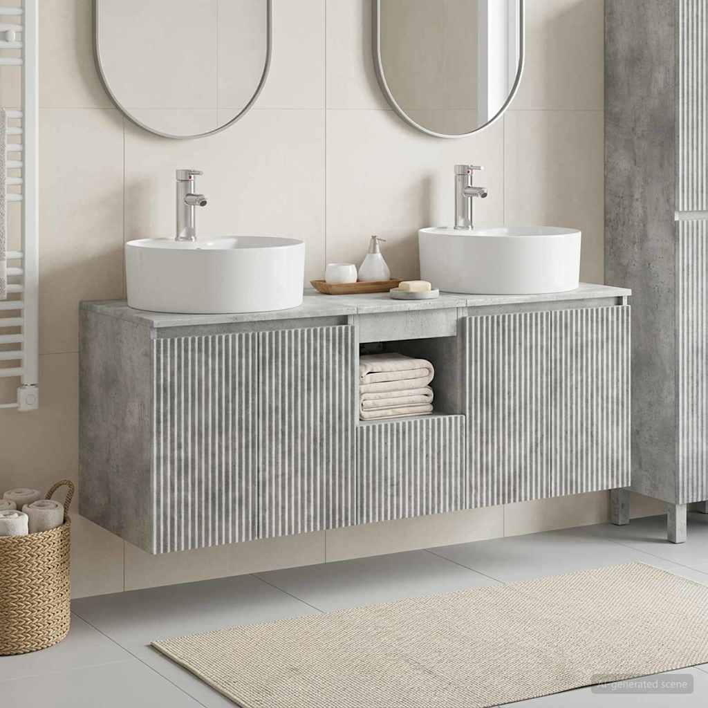 Badkamerkastenset 3 st Betongrijs 49,5 x 44,5 x 65 cm