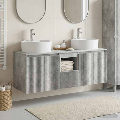 Badkamerkastenset 3 st Betongrijs 49,5 x 44,5 x 65 cm