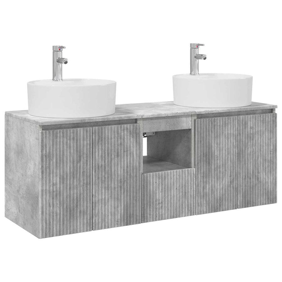 Badkamerkastenset 3 st Betongrijs 49,5 x 44,5 x 65 cm