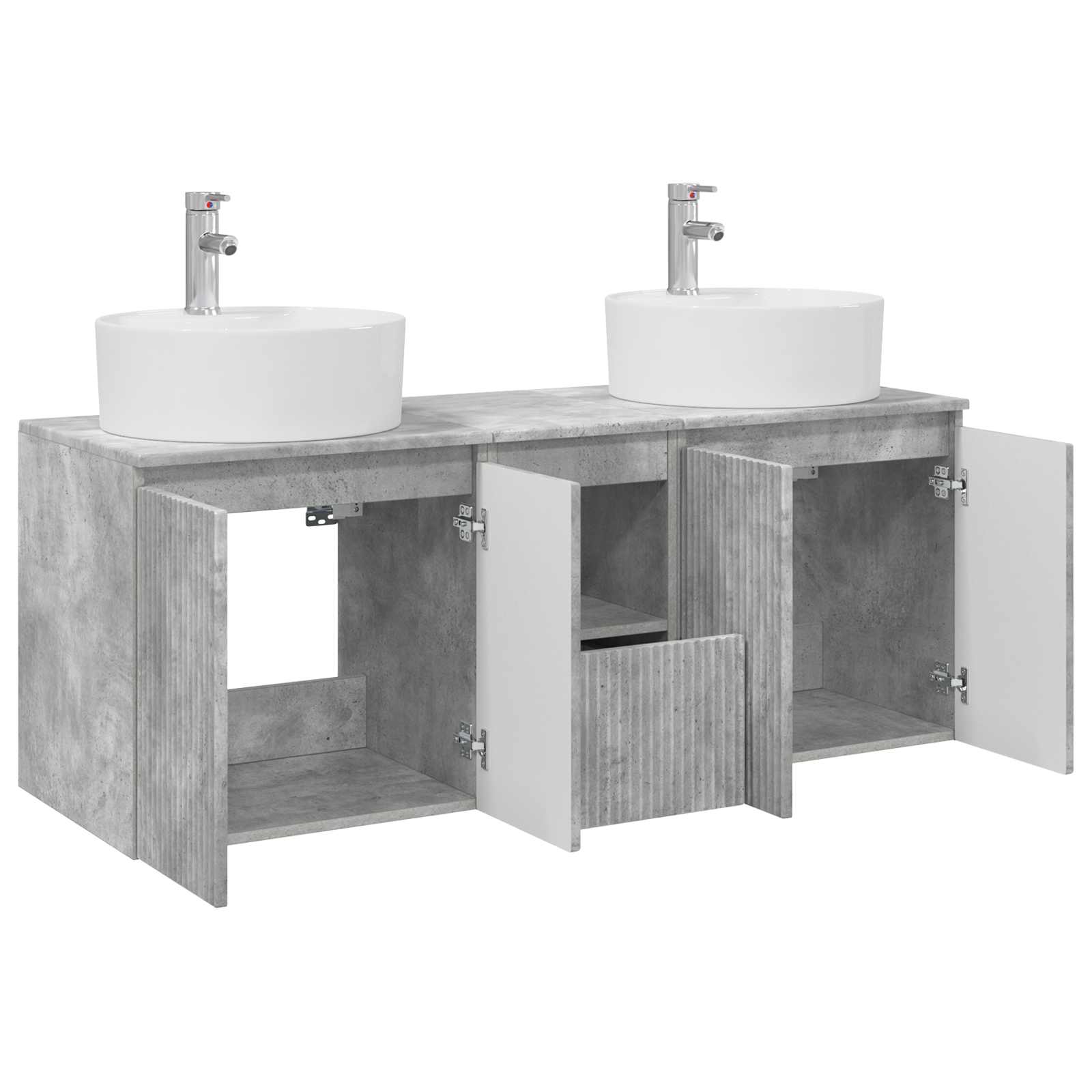 Badkamerkastenset 3 st Betongrijs 49,5 x 44,5 x 65 cm