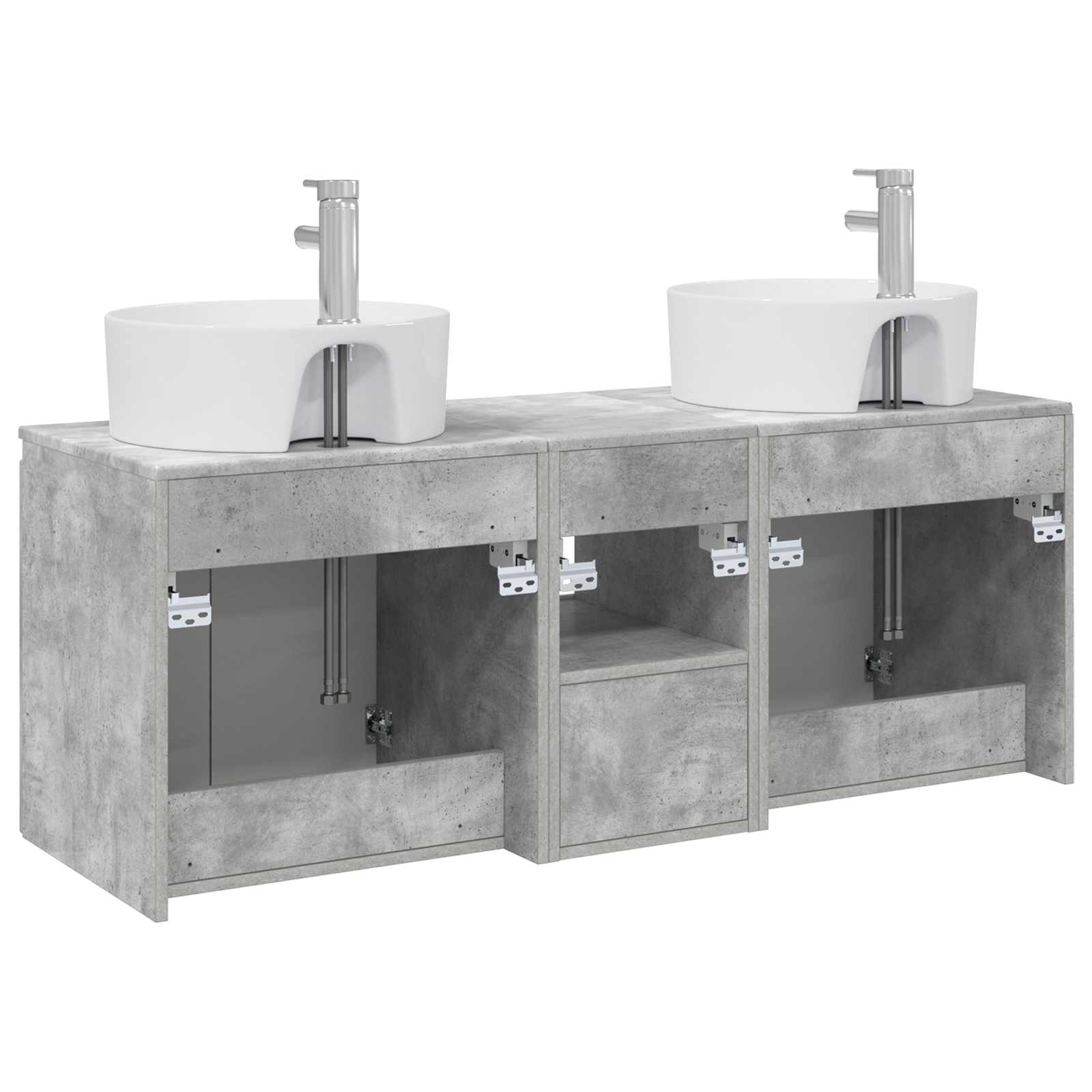 Badkamerkastenset 3 st Betongrijs 49,5 x 44,5 x 65 cm