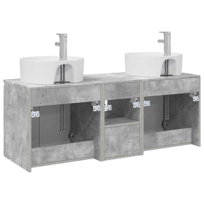 Badkamerkastenset 3 st Betongrijs 49,5 x 44,5 x 65 cm