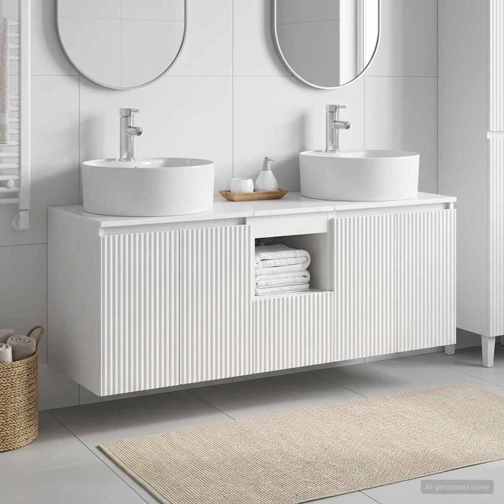 Badkamerkastenset 3 st Hoogglans Wit 49,5 x 44,5 x 65 cm