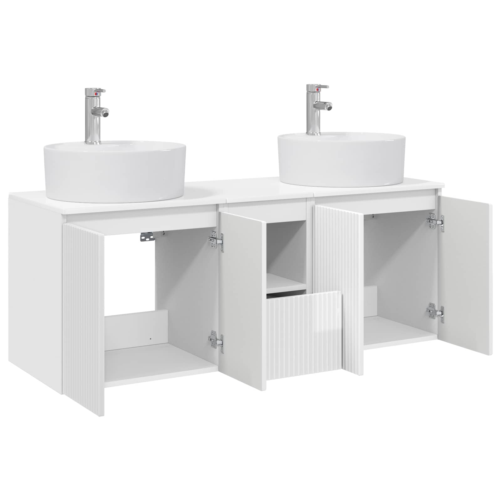 Badkamerkastenset 3 st Hoogglans Wit 49,5 x 44,5 x 65 cm
