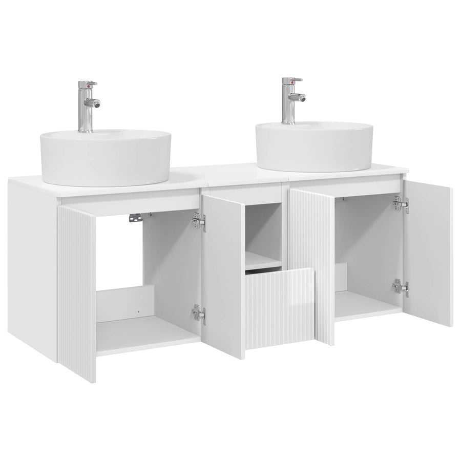Badkamerkastenset 3 st Hoogglans Wit 49,5 x 44,5 x 65 cm