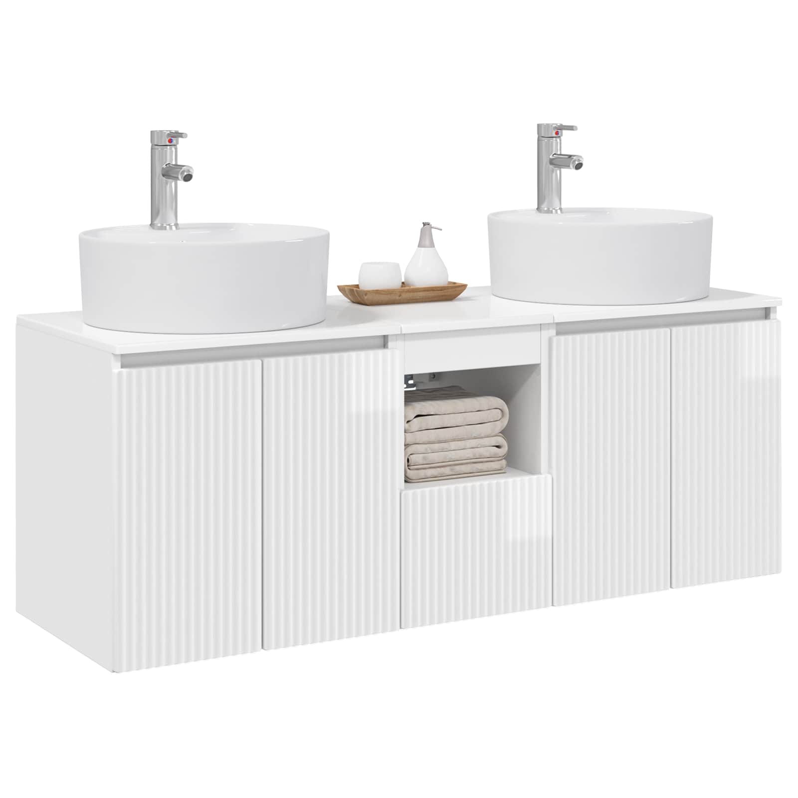 Badkamerkastenset 3 st Hoogglans Wit 49,5 x 44,5 x 65 cm