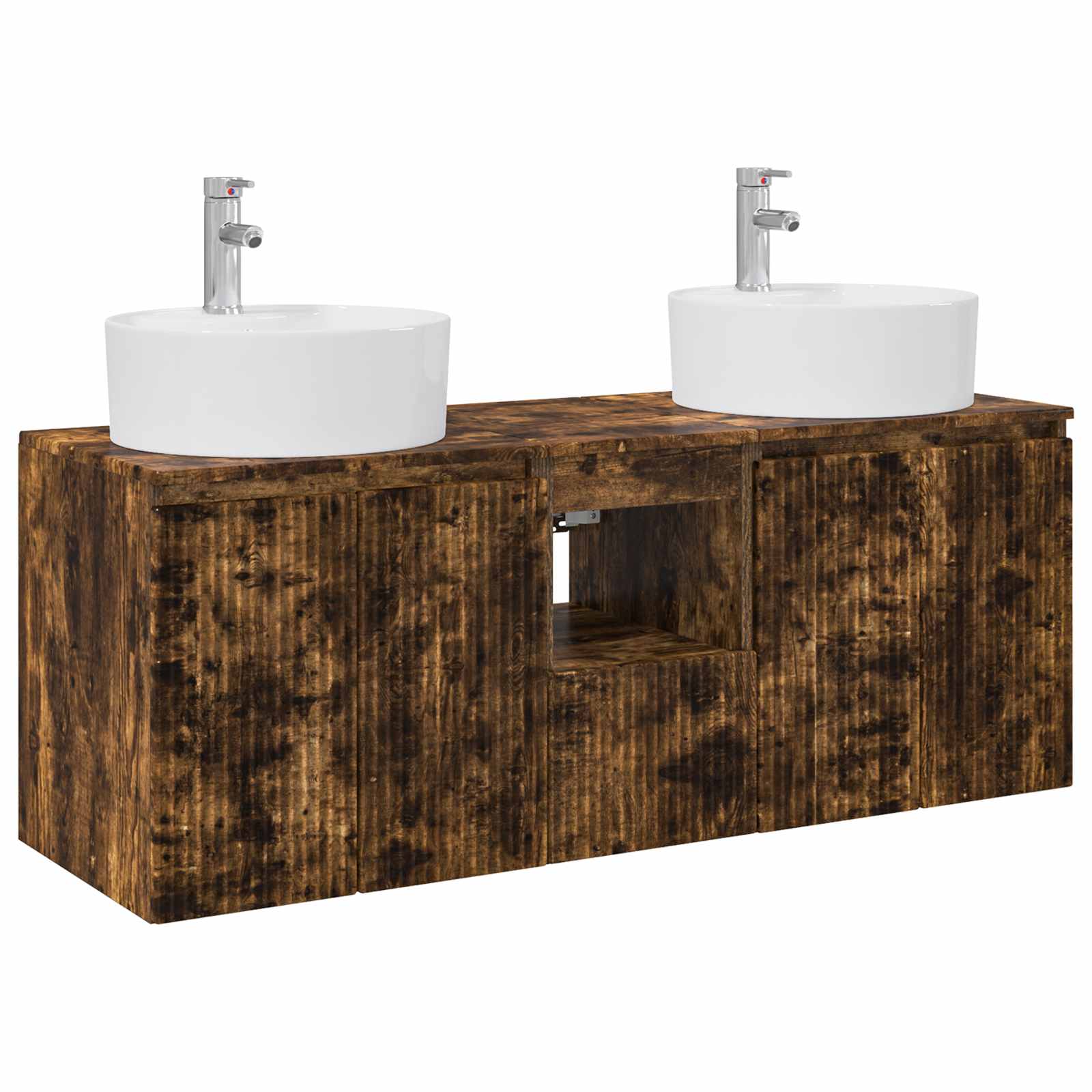 Badkamerkastenset 3 st Gerookt eiken 49,5 x 44,5 x 65 cm