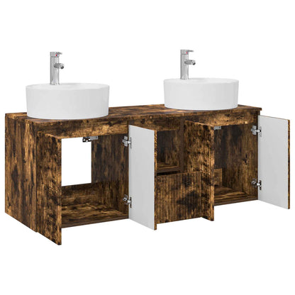 Badkamerkastenset 3 st Gerookt eiken 49,5 x 44,5 x 65 cm