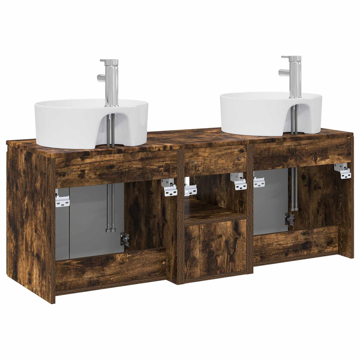 Badkamerkastenset 3 st Gerookt eiken 49,5 x 44,5 x 65 cm