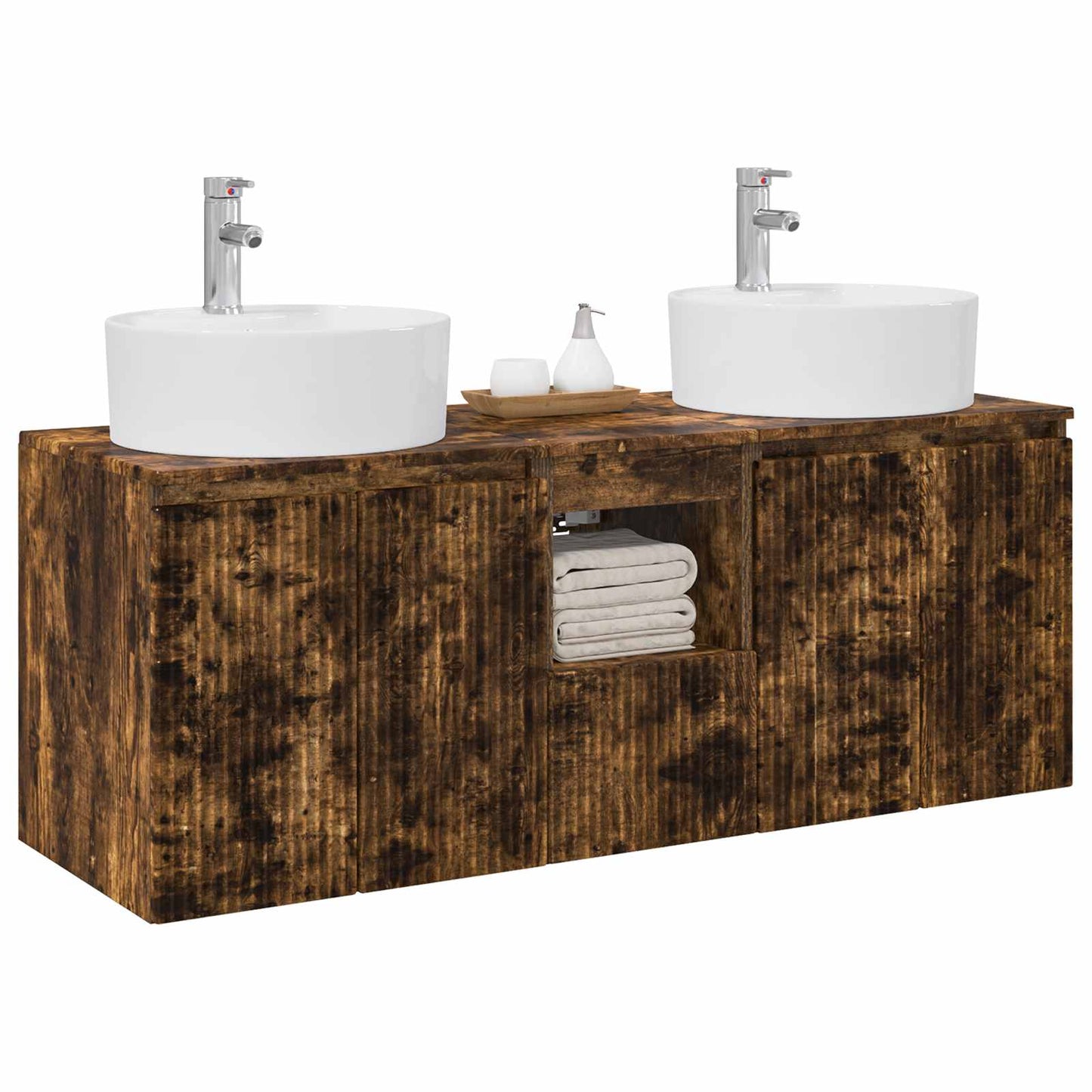 Badkamerkastenset 3 st Gerookt eiken 49,5 x 44,5 x 65 cm