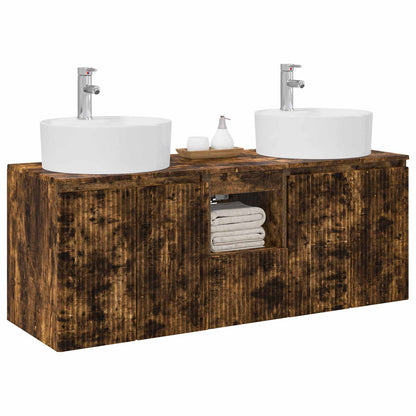 Badkamerkastenset 3 st Gerookt eiken 49,5 x 44,5 x 65 cm