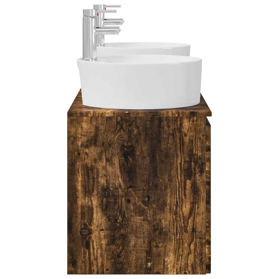 Badkamerkastenset 3 st Gerookt eiken 49,5 x 44,5 x 65 cm