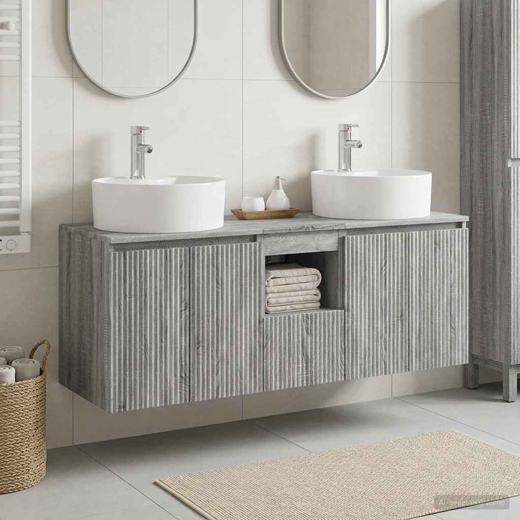 Badkamerkastenset 3 st Grijs Sonoma 49,5 x 44,5 x 65 cm