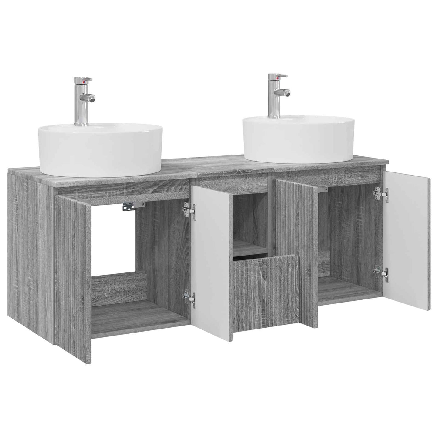 Badkamerkastenset 3 st Grijs Sonoma 49,5 x 44,5 x 65 cm