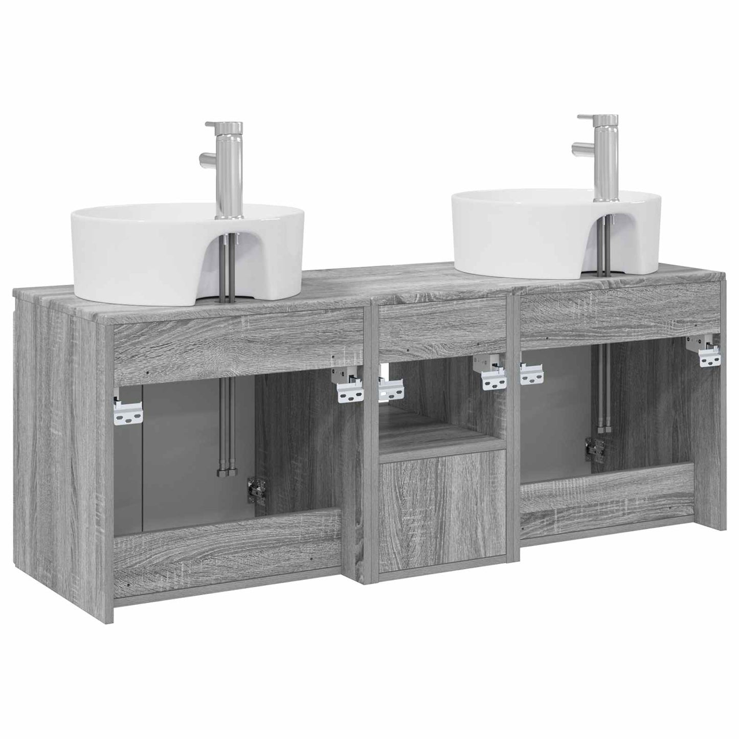 Badkamerkastenset 3 st Grijs Sonoma 49,5 x 44,5 x 65 cm
