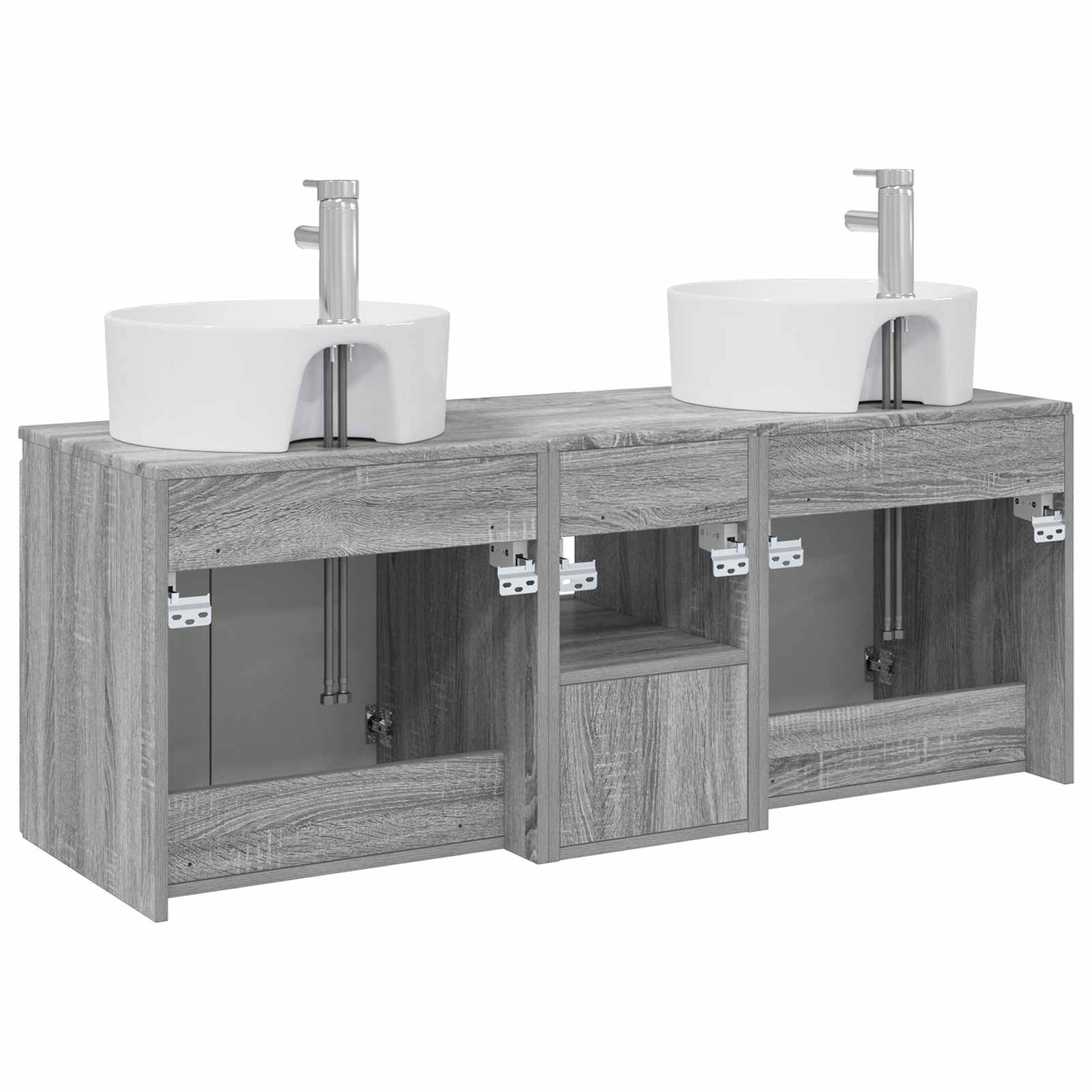 Badkamerkastenset 3 st Grijs Sonoma 49,5 x 44,5 x 65 cm