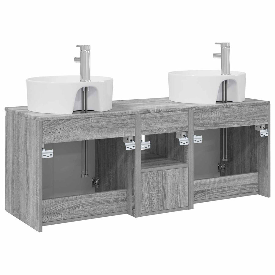 Badkamerkastenset 3 st Grijs Sonoma 49,5 x 44,5 x 65 cm
