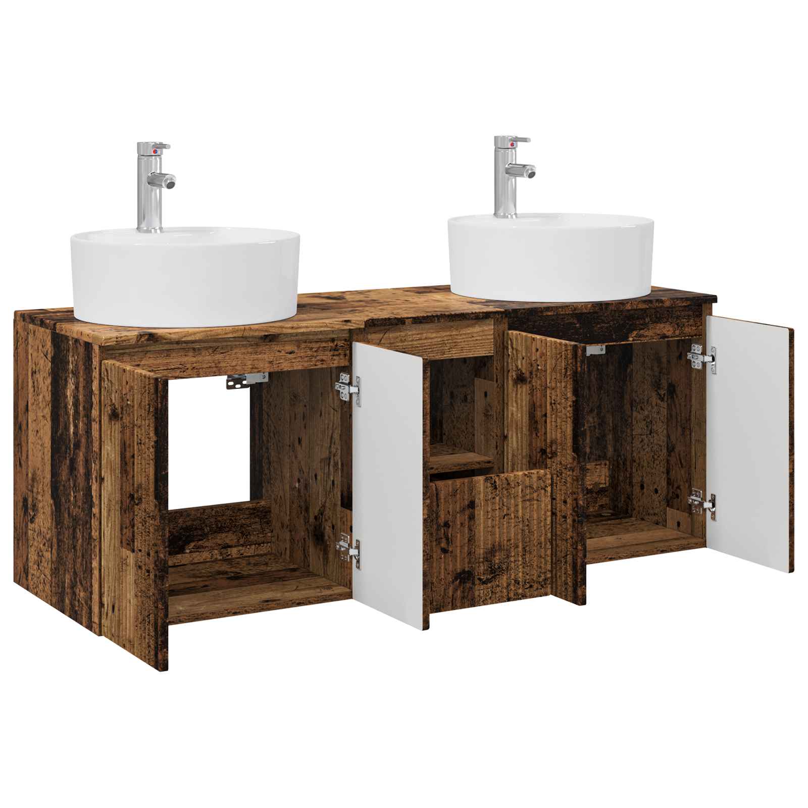Badkamerkastenset 3 st Oud hout 49,5 x 44,5 x 65 cm