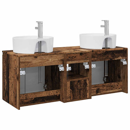 Badkamerkastenset 3 st Oud hout 49,5 x 44,5 x 65 cm