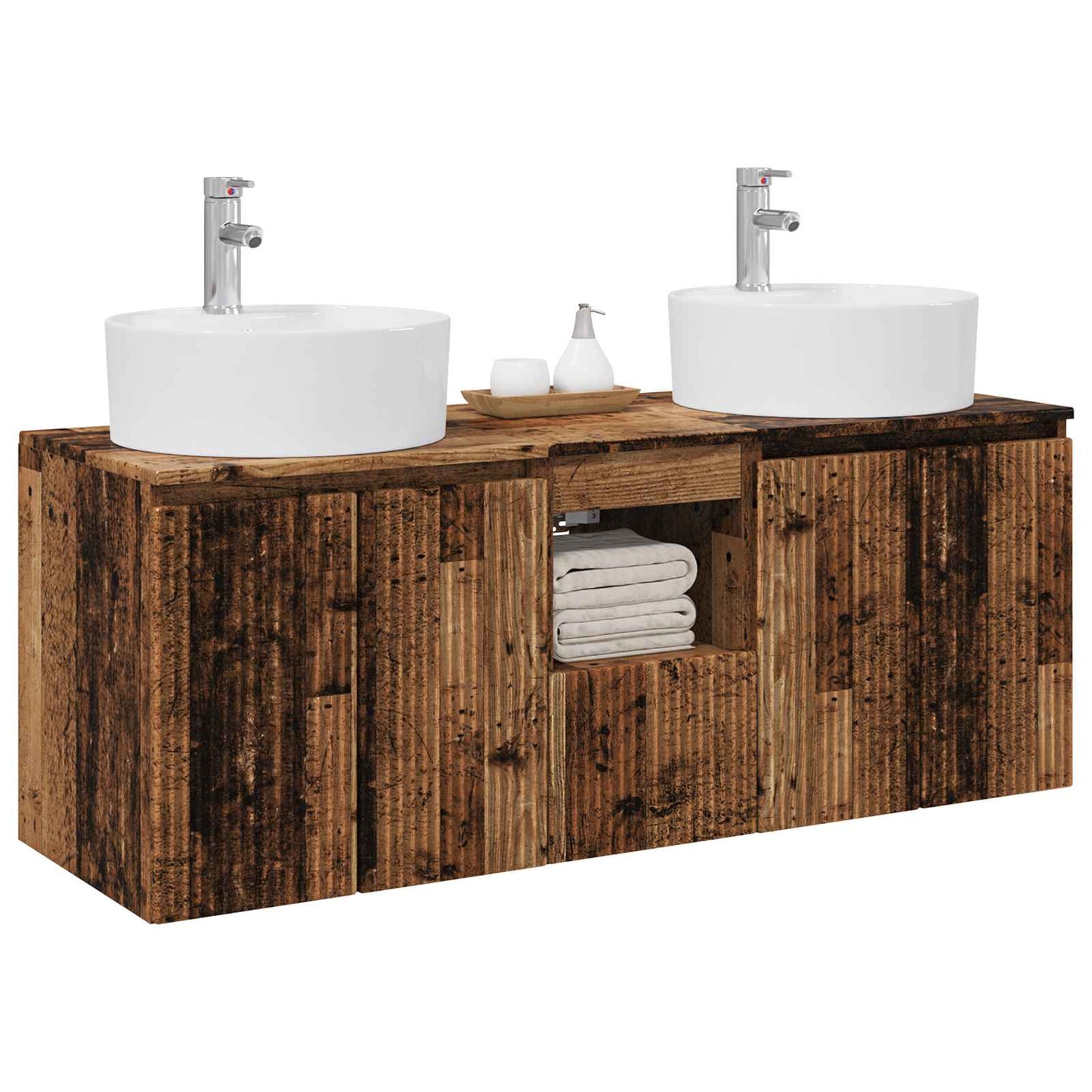 Badkamerkastenset 3 st Oud hout 49,5 x 44,5 x 65 cm