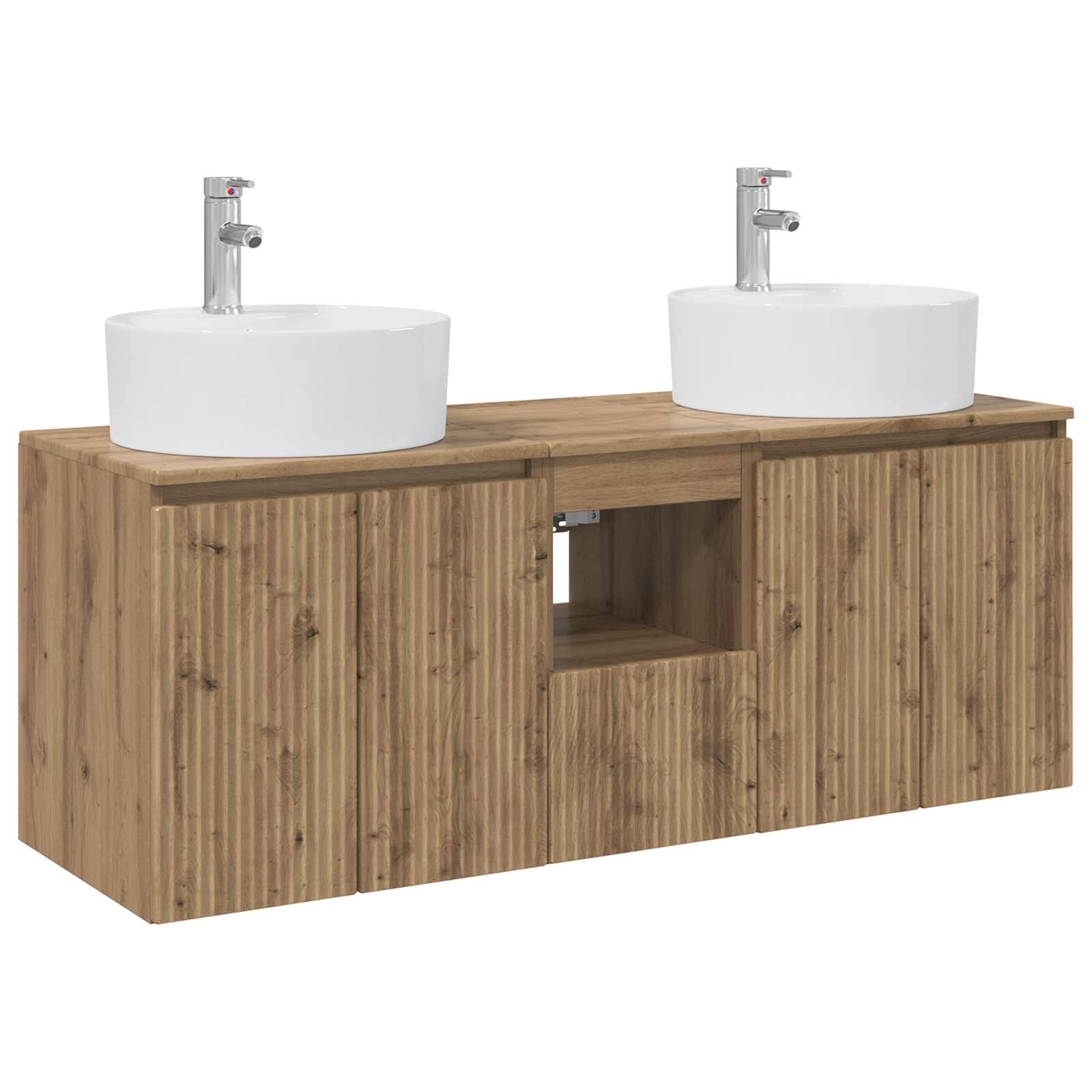Badkamerkastenset 3 st Artisanaal eiken 49,5 x 44,5 x 65 cm