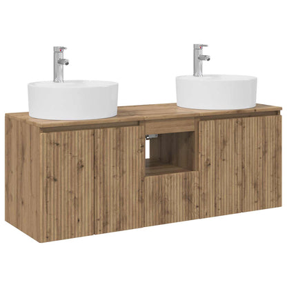 Badkamerkastenset 3 st Artisanaal eiken 49,5 x 44,5 x 65 cm