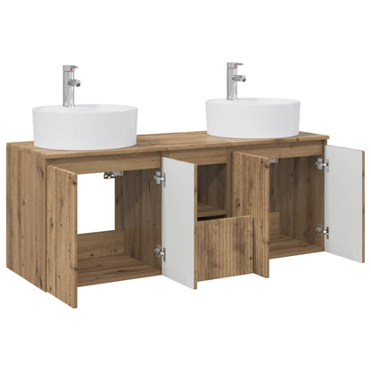 Badkamerkastenset 3 st Artisanaal eiken 49,5 x 44,5 x 65 cm