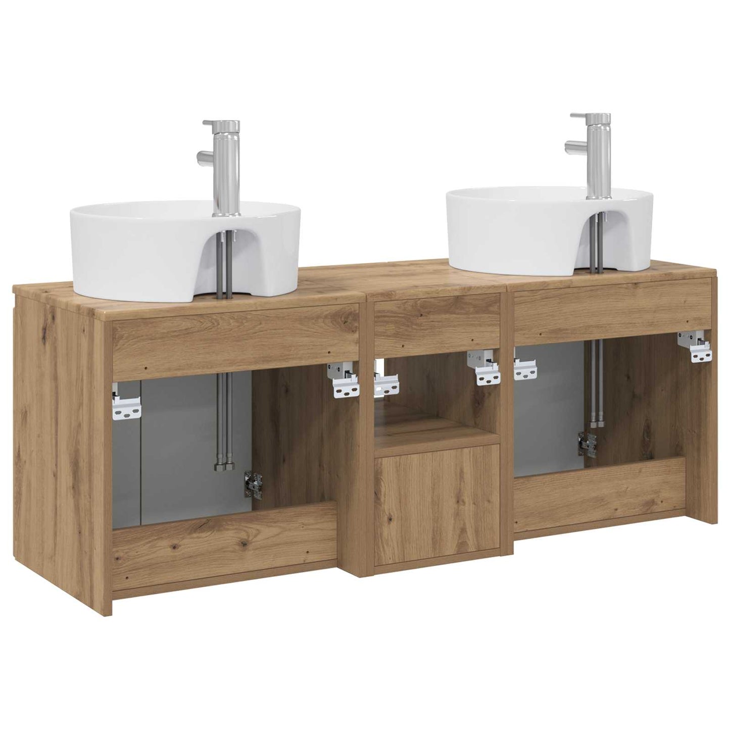 Badkamerkastenset 3 st Artisanaal eiken 49,5 x 44,5 x 65 cm