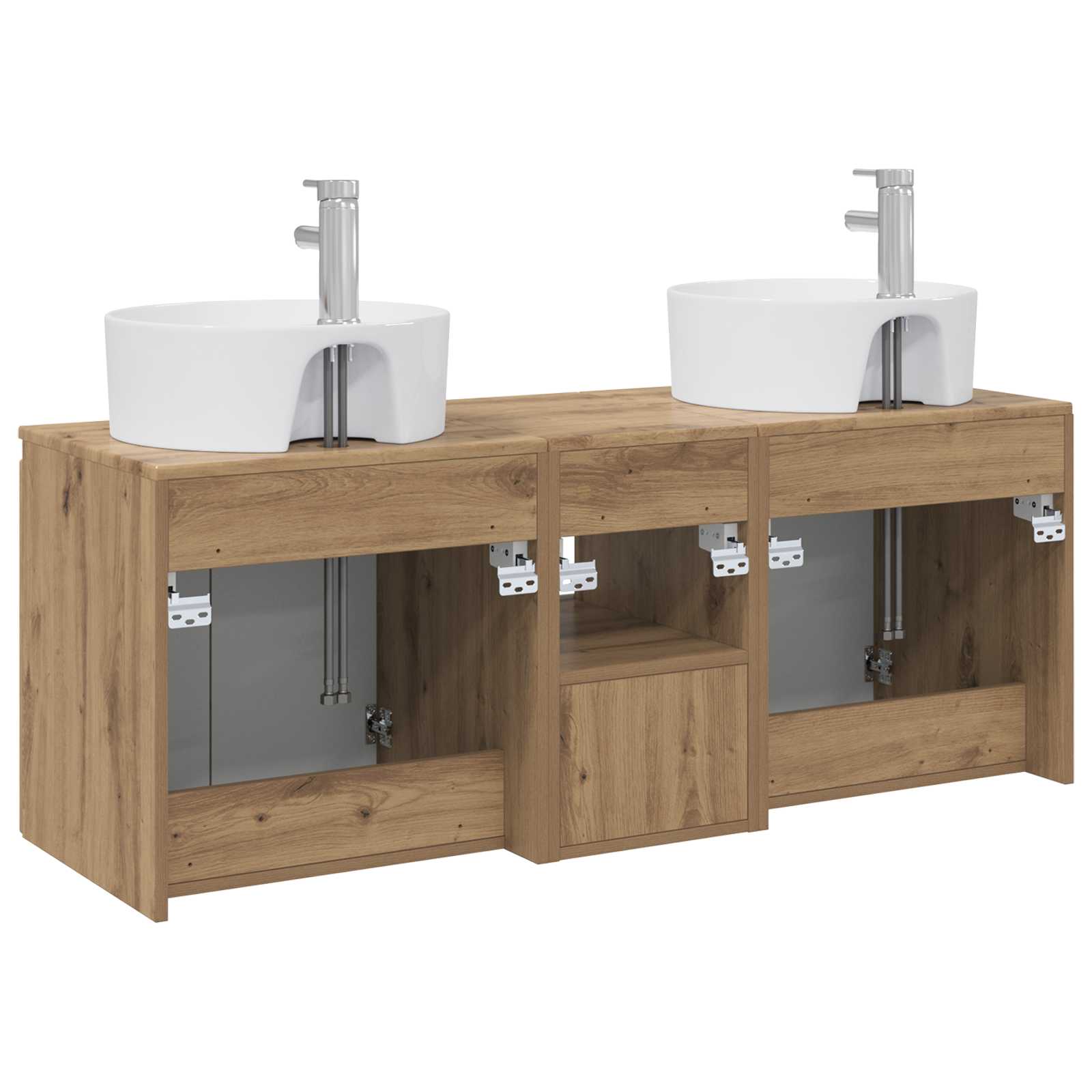 Badkamerkastenset 3 st Artisanaal eiken 49,5 x 44,5 x 65 cm