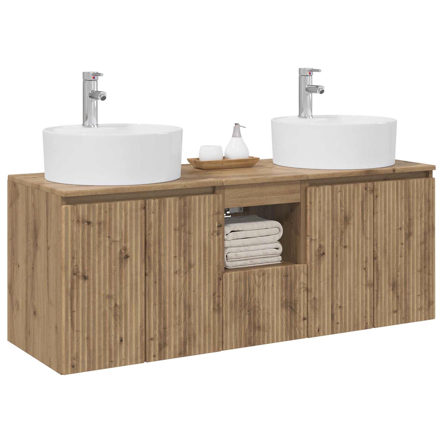 Badkamerkastenset 3 st Artisanaal eiken 49,5 x 44,5 x 65 cm