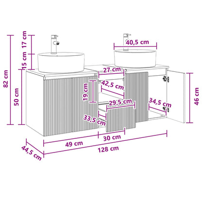 Badkamerkastenset 3 st Artisanaal eiken 49,5 x 44,5 x 65 cm