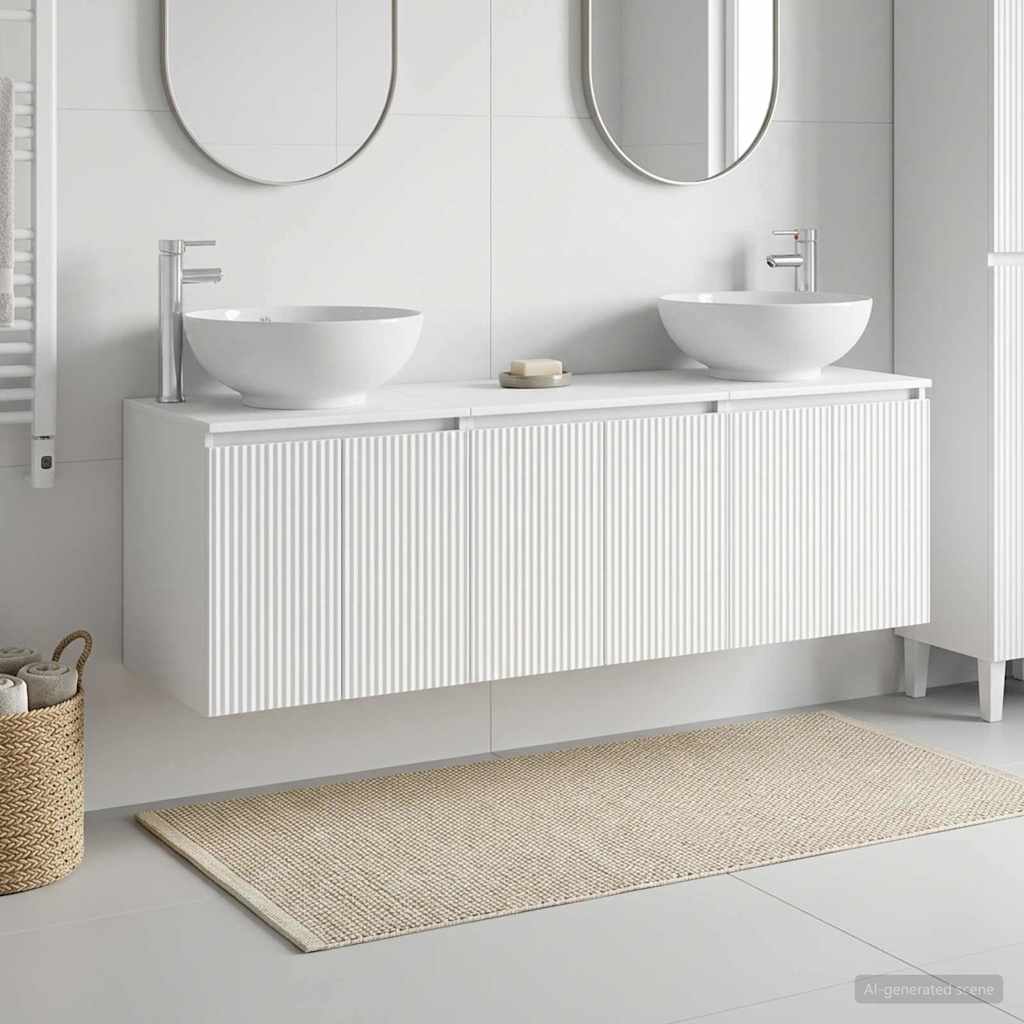 Badkamerkastenset 3 st Wit 49,5 x 44,5 x 65 cm Bewerkt hout