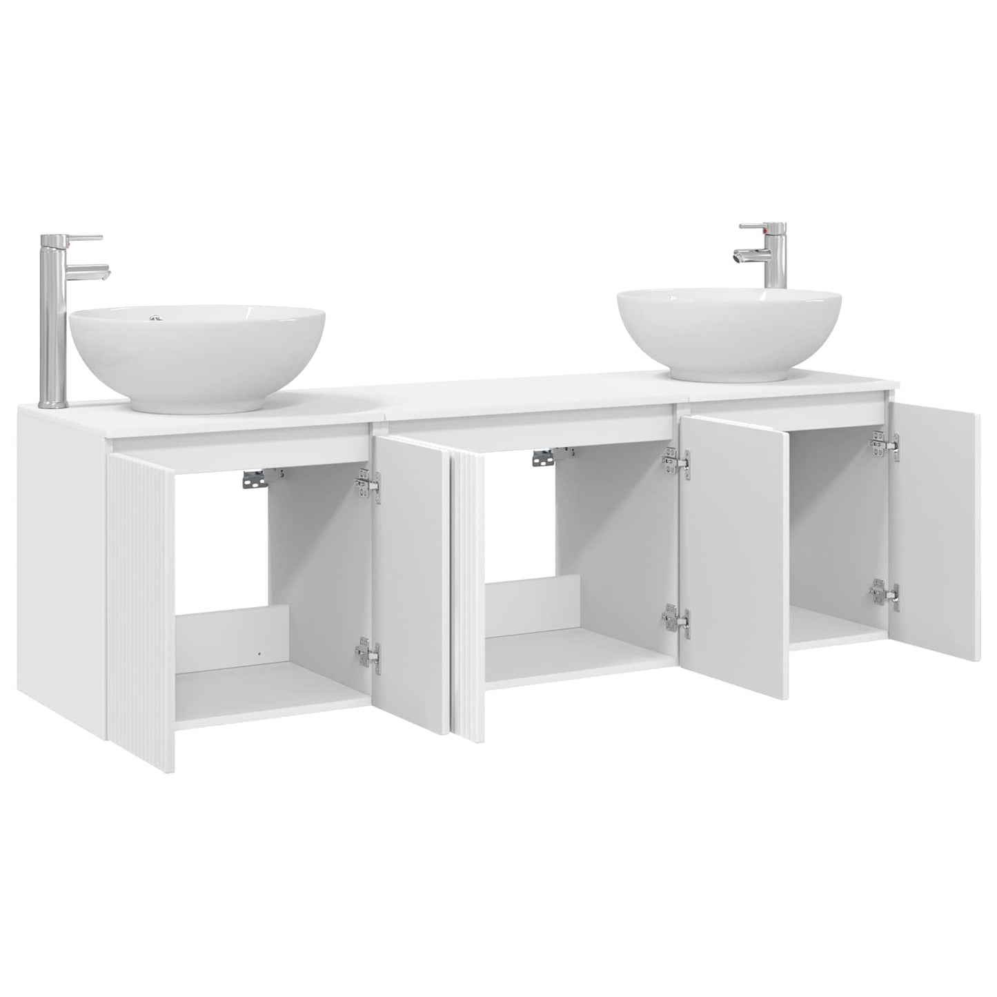 Badkamerkastenset 3 st Wit 49,5 x 44,5 x 65 cm Bewerkt hout