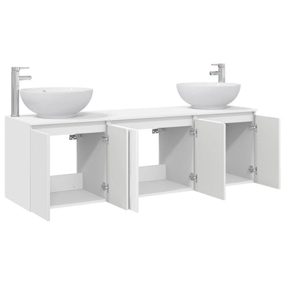 Badkamerkastenset 3 st Wit 49,5 x 44,5 x 65 cm Bewerkt hout