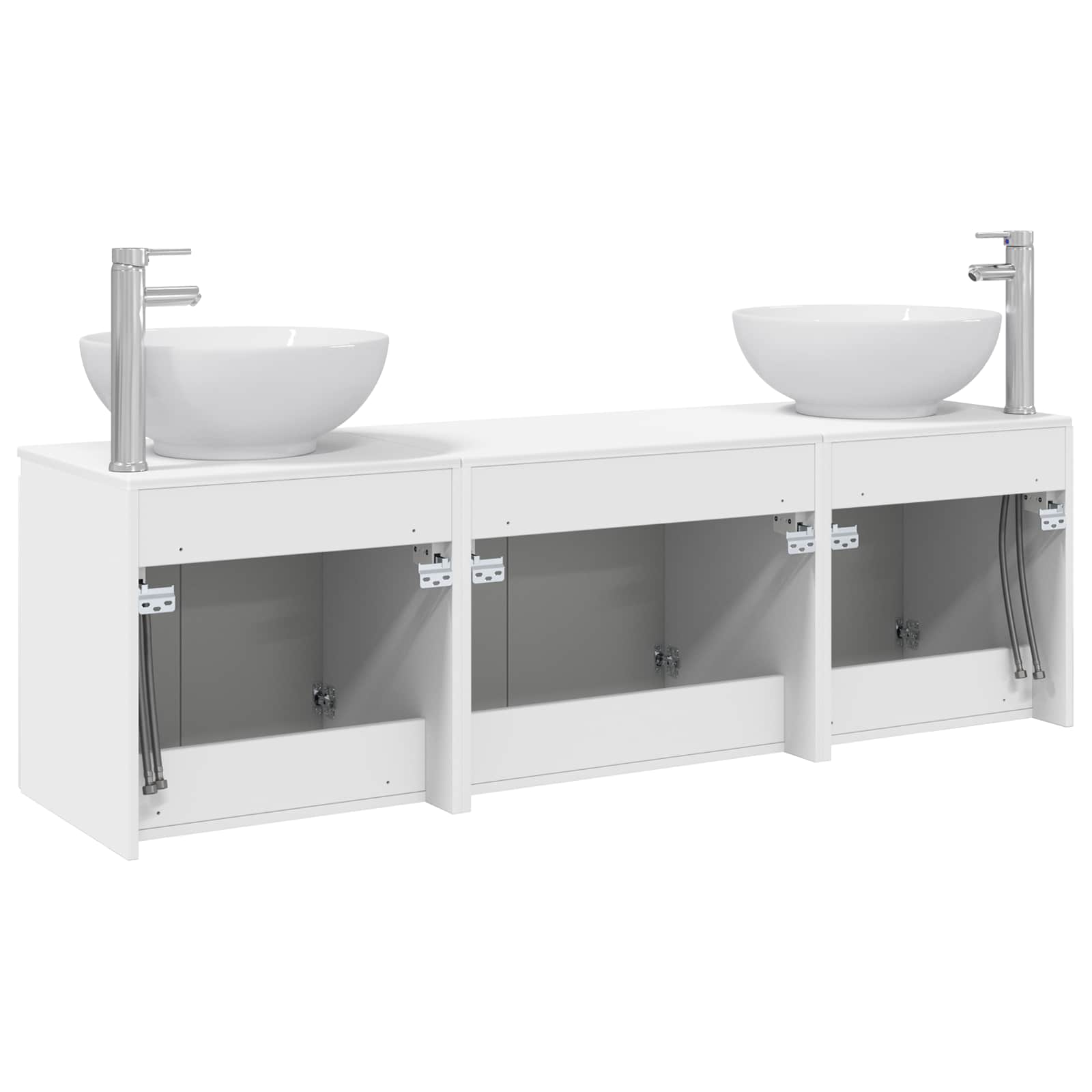 Badkamerkastenset 3 st Wit 49,5 x 44,5 x 65 cm Bewerkt hout