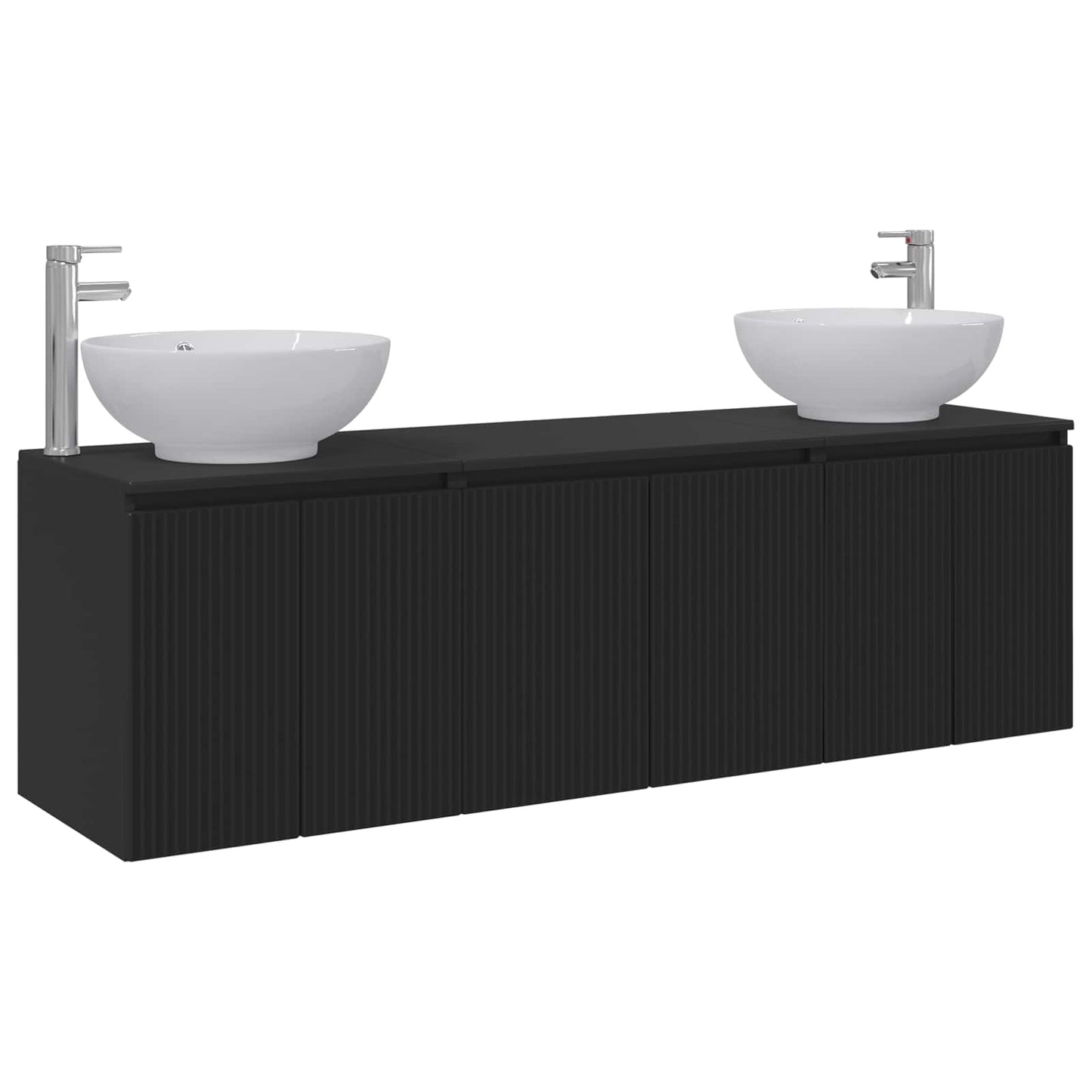 Badkamerkastenset 3 st Zwart 49,5 x 44,5 x 65 cm Bewerkt hout