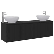 Badkamerkastenset 3 st Zwart 49,5 x 44,5 x 65 cm Bewerkt hout