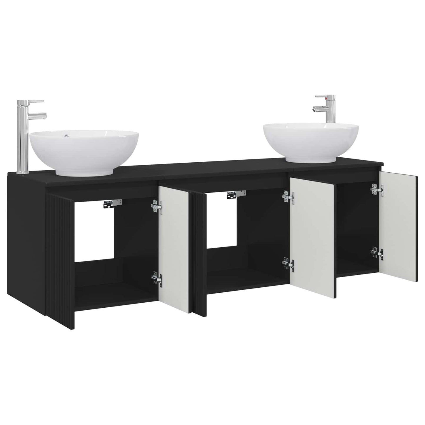 Badkamerkastenset 3 st Zwart 49,5 x 44,5 x 65 cm Bewerkt hout