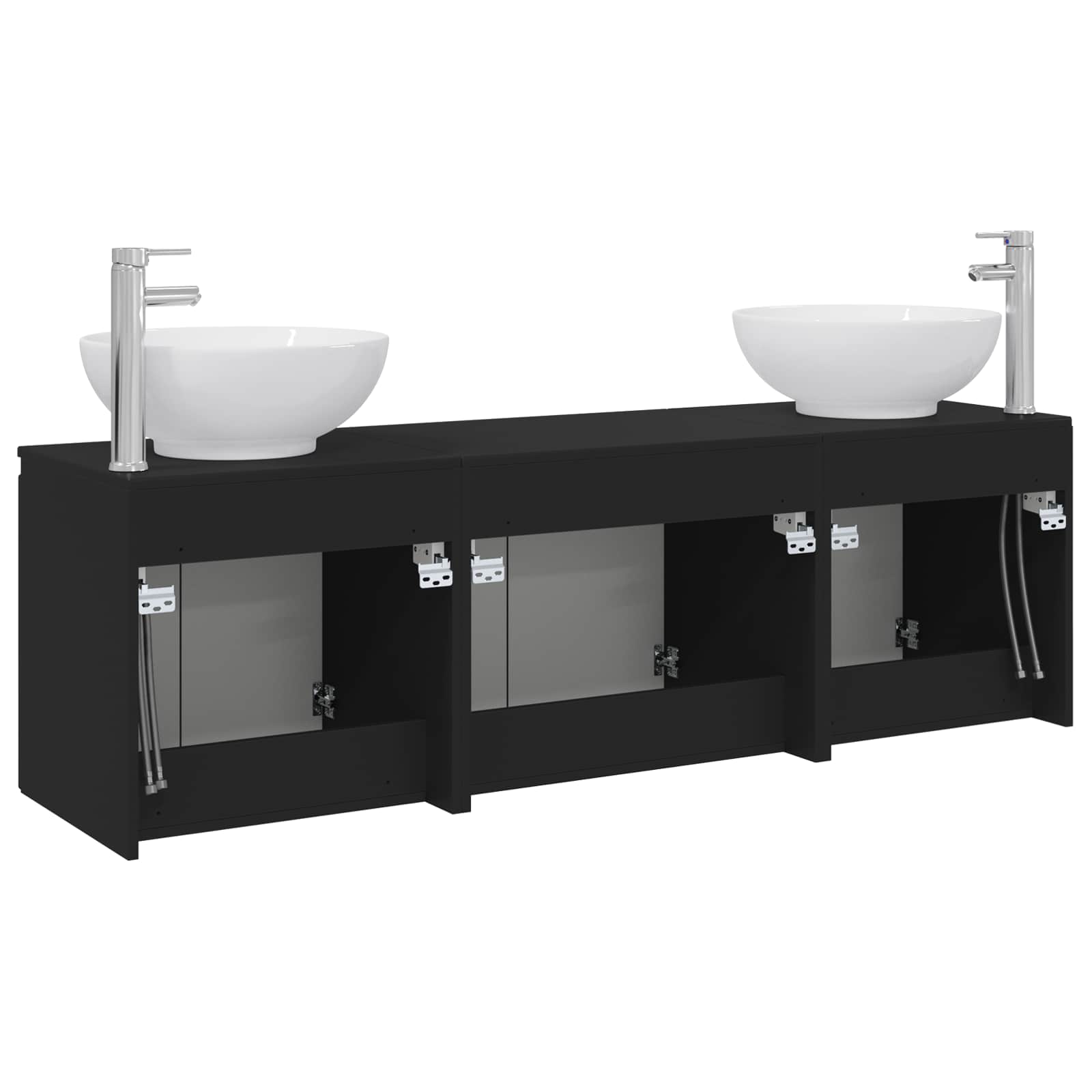 Badkamerkastenset 3 st Zwart 49,5 x 44,5 x 65 cm Bewerkt hout