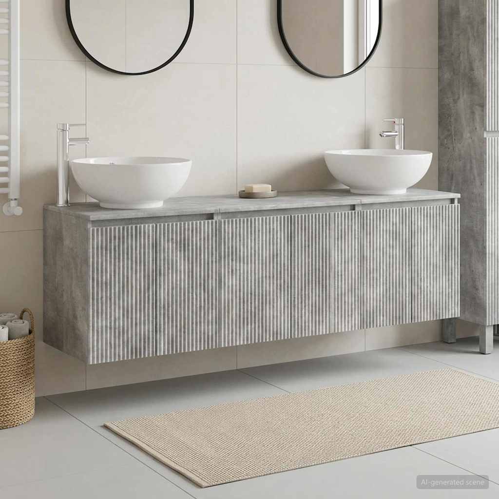 Badkamerkastenset 3 st Betongrijs 49,5 x 44,5 x 65 cm