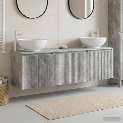 Badkamerkastenset 3 st Betongrijs 49,5 x 44,5 x 65 cm