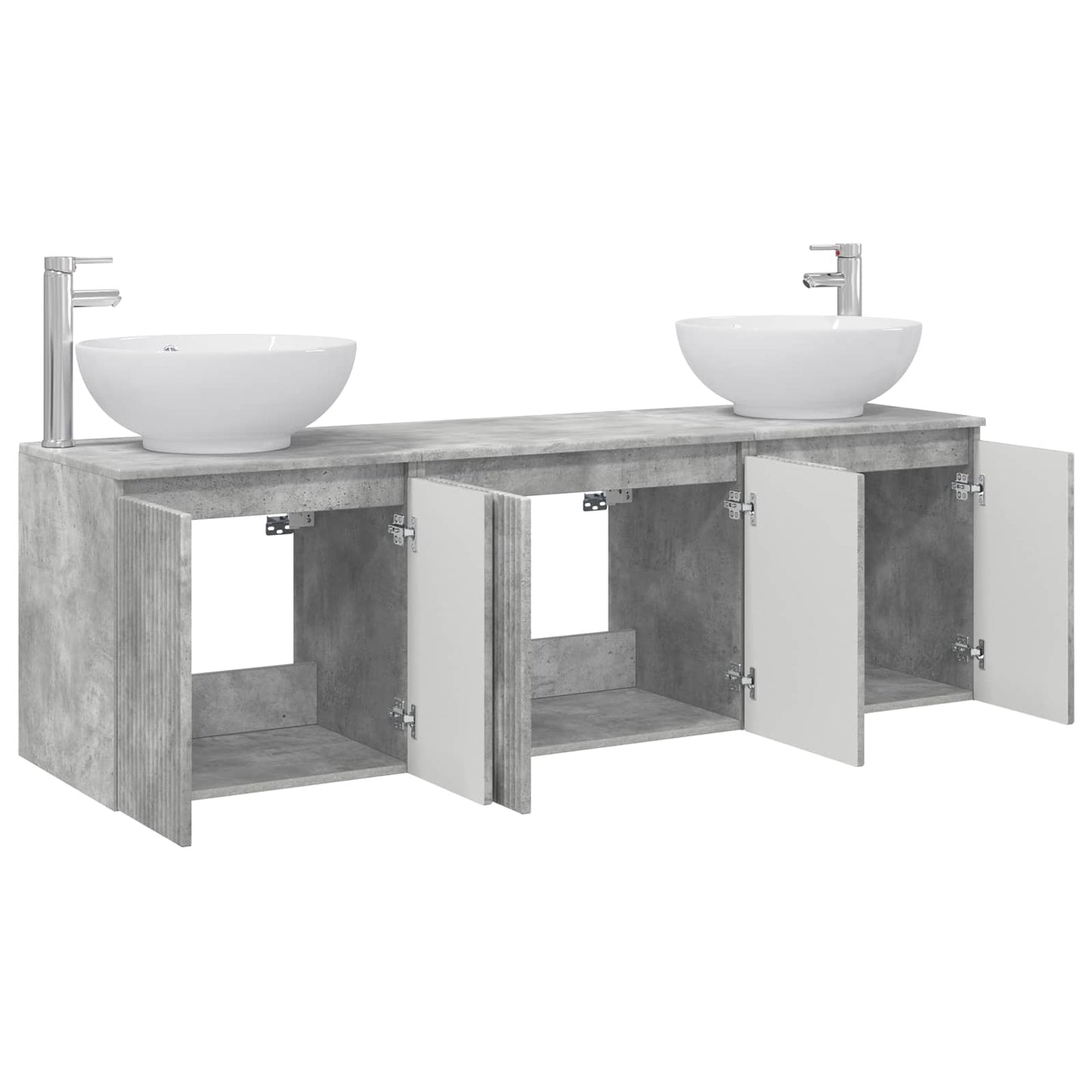 Badkamerkastenset 3 st Betongrijs 49,5 x 44,5 x 65 cm