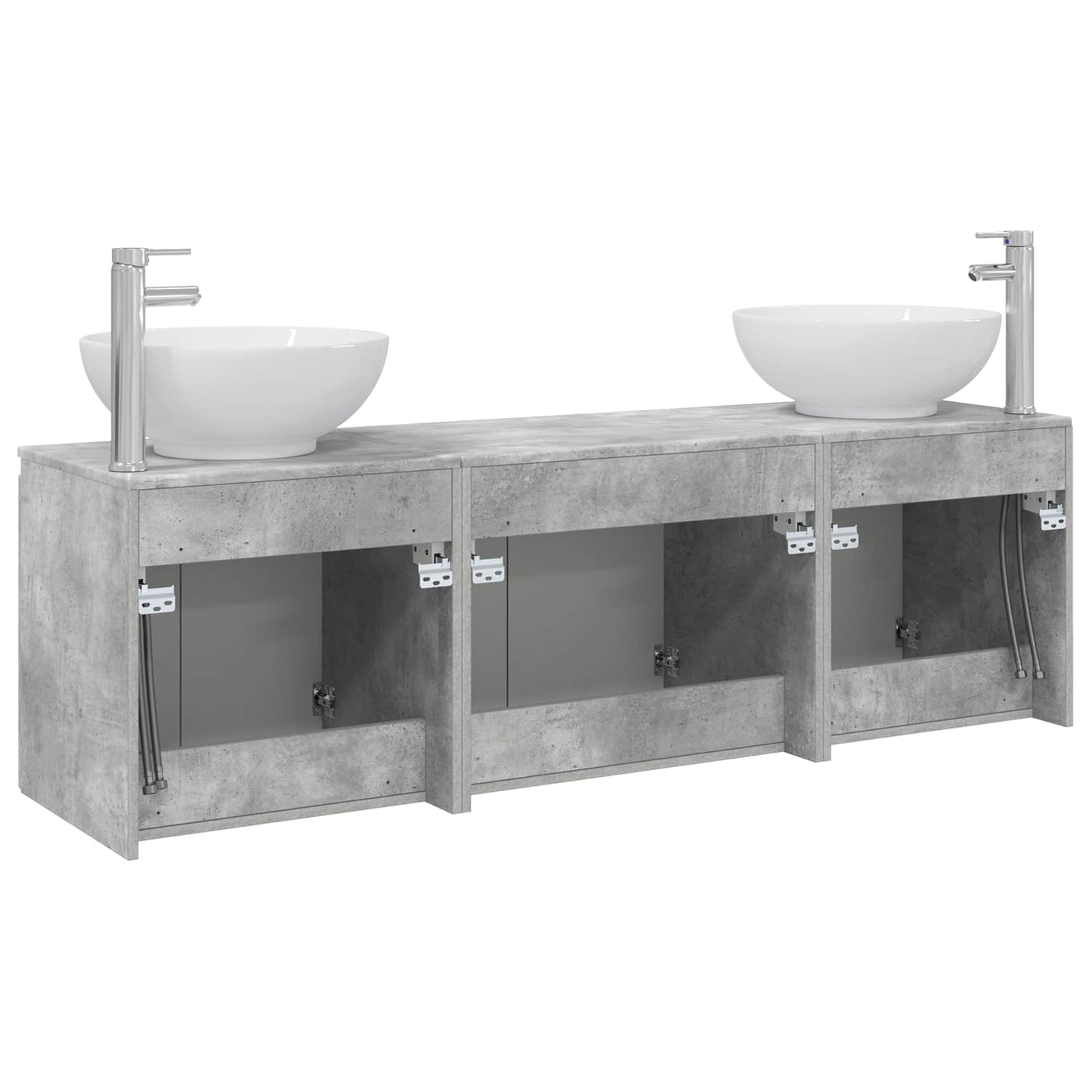 Badkamerkastenset 3 st Betongrijs 49,5 x 44,5 x 65 cm